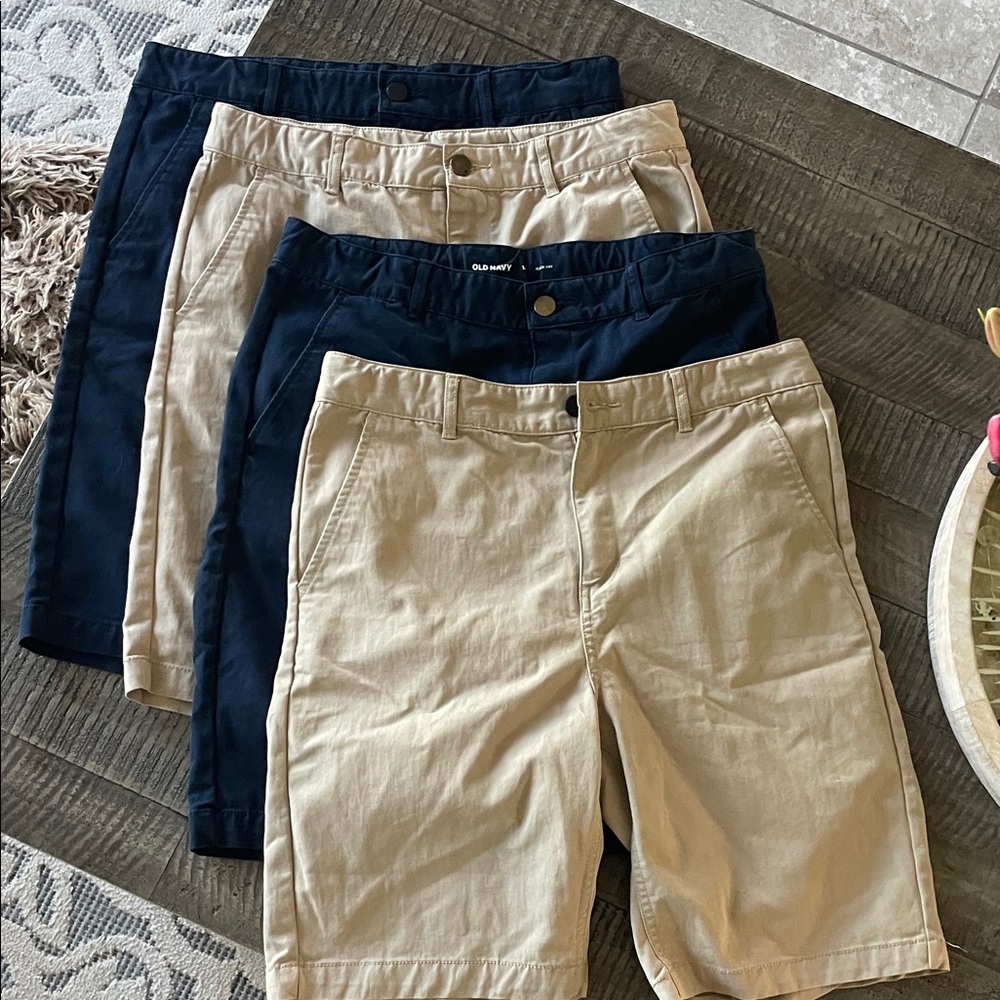 Old Navy Casual or Uniform Shorts in Navy & Khaki size 18 boys adjustable 4 pair